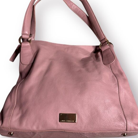 Paul Costelloe Mauve Pink Genuine Leather Large Hobo Bag Retro‎ Handbag - Picture 1 of 9